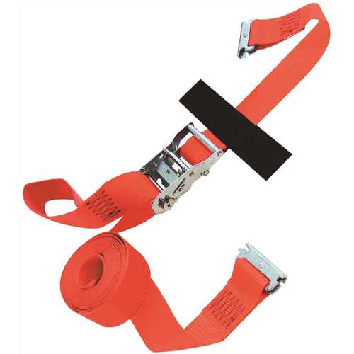 20 ft. x 2 in. Logistic Ratchet E-Strap with Hook and Loop Storage Fastener in Red