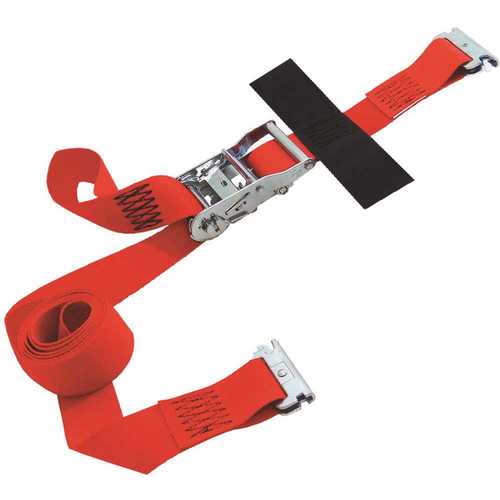 12 ft. x 2 in. Logistic Ratchet E-Strap with Hook and Loop Storage Fastener in Red