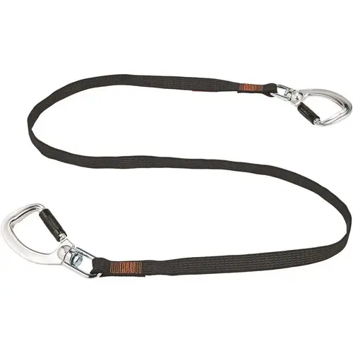 Ergodyne 3139 40 lbs. Black Standard Dual Double-Locking Carabiner with Swivel Tool Lanyard