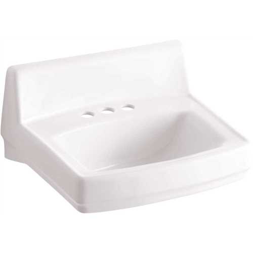 Greenwich Wall-Mounted Vitreous China Bathroom Sink in White with Overflow Drain