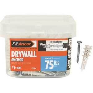 E-Z Ancor 25410 Twist-N-Lock 75 lbs. #8 x 1-5/8 in. Medium Duty Drywall Anchors - pack of 100