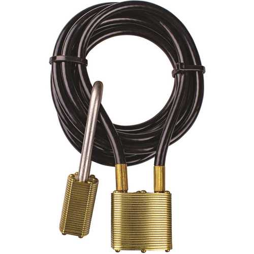 8 ft. Secure Cooler Cable Lock with 2 Heavy Duty Brass Padlocks Keyed Alike 2-1/4 in. Shackle Outdoor Weatherproof