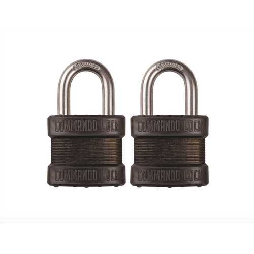 Commando Lock 1302 Blackout High Security 1-3/4 in. Keyed Padlock Outdoor Weather Resistant Military-Grade W 1-1/8in. Shackle - Pair