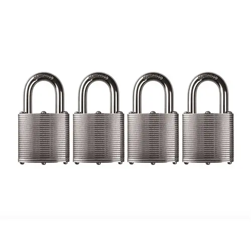 Heavy Duty Steel Keyed 1-3/4 in. Padlock W 1-1/8 in. Alloy Shackle Weatherproof Outdoor Durable - pack of 4