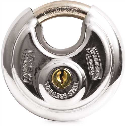 2-3/4 in. W Stainless Steel Keyed Disc Keyed Padlock 3-Keys Included Shrouded Hardened Shackle 5-Pin Cylinder