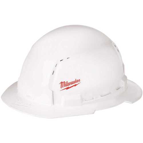 BOLT White Type 1 Class C Full Brim Vented Hard Hat with Small Logo