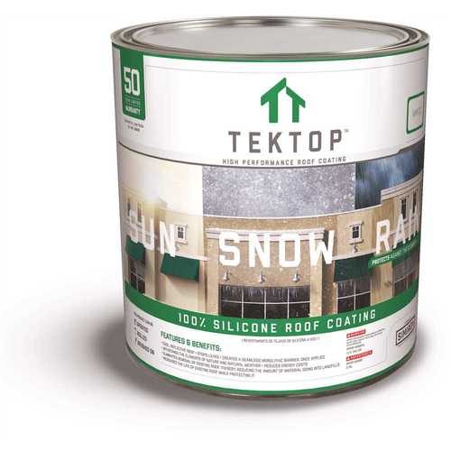 TekTop 1 Gal. White 100% Silicone High Solids Roof Coating