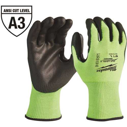 XX-Large High Visibility Level 3 Cut Resistant Polyurethane Dipped Work Gloves