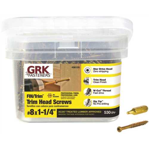 GRK Fasteners 96155 #8 x 1-1/4 in. Star Drive Trim-Head Finish Screw - pack of 530