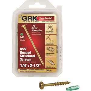 GRK Fasteners 95305 1/4 in. x 2-1/2 in. Star Drive Low Profile Washer Head Structural Wood Screw - pack of 50