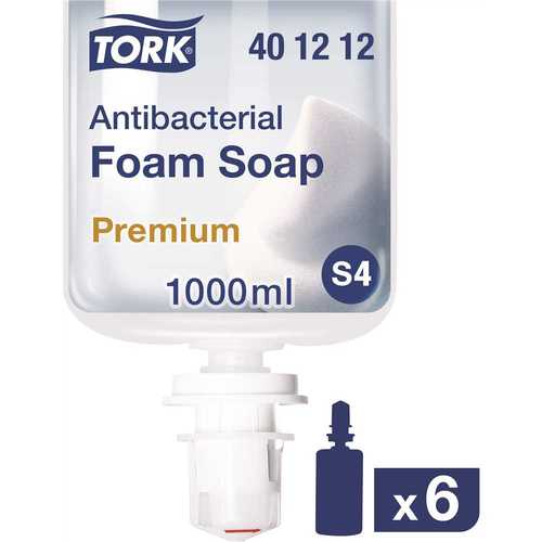 Tork 401215 1 l Premium No Fragrance Antibacterial Foam Hand Soap - pack of 6