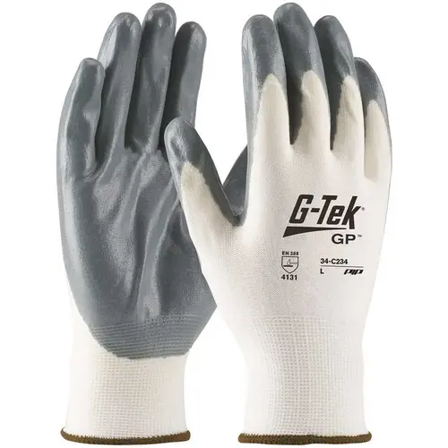 Large Seamless Knit Nylon Glove with Nitrile Coated Foam Grip Economy Grade - pack of 12