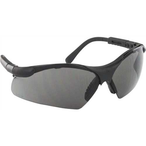 Black Adjustable Temples Safety Glasses Gray Lens