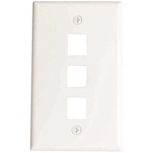 White 1-Gang 3-Port Data Jack Wall Plate - pack of 10