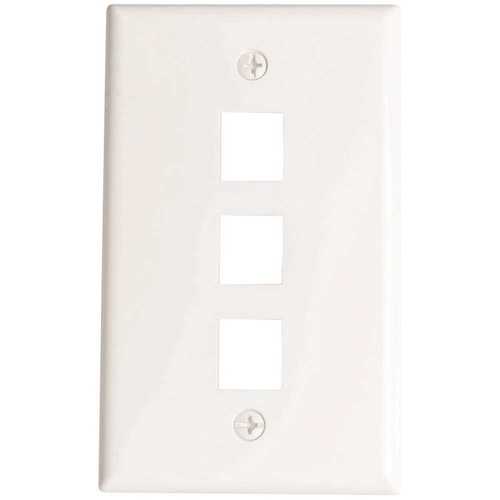 Westek TWBLNK3W-10 White 1-Gang 3-Port Data Jack Wall Plate - pack of 10