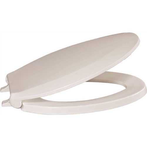 Antimicrobial and Fire Retardant Elongated Closed Front Commercial Toilet Seat with Cover in White