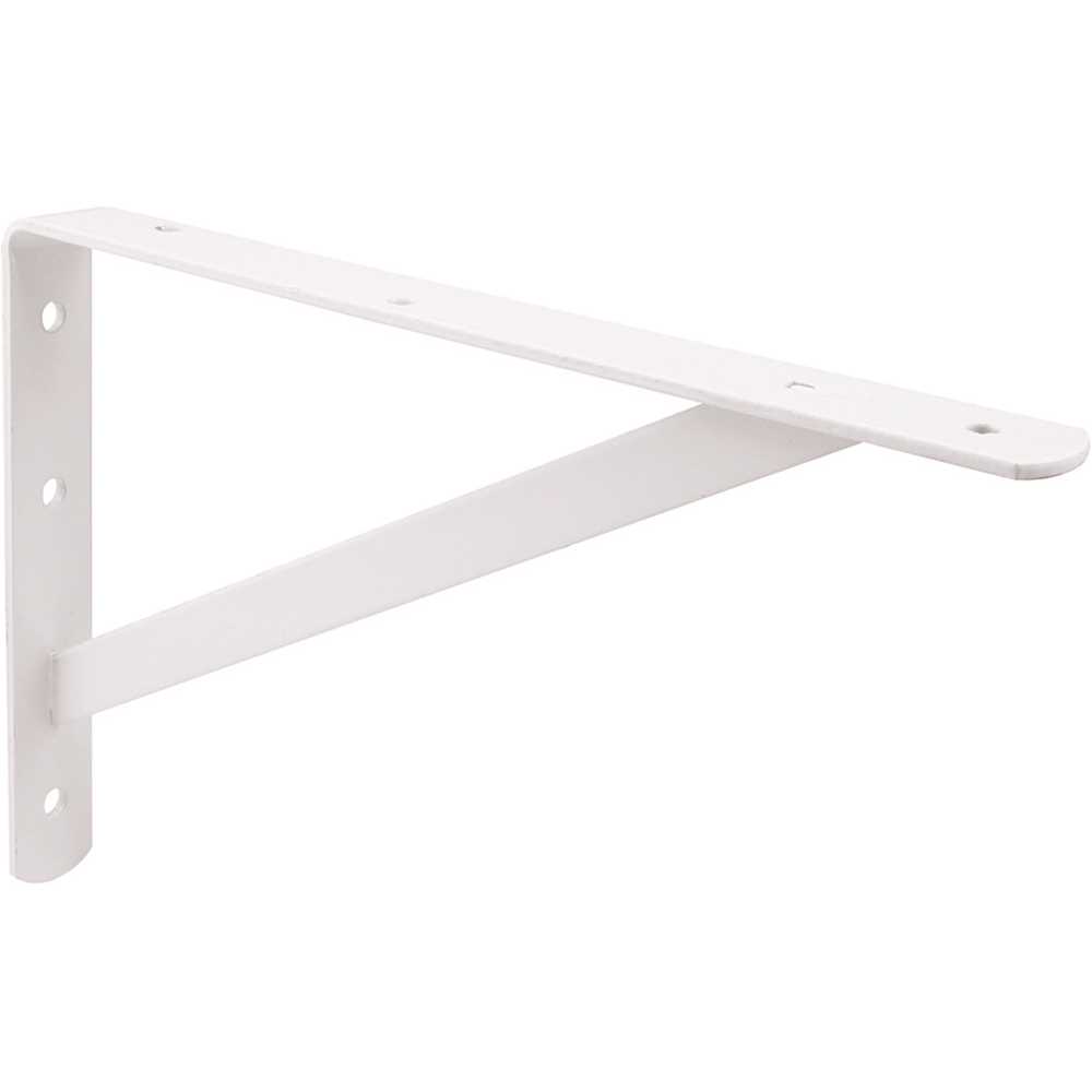 Prime-Line MP11292 Shelf Bracket, 3/16 in. x 12 in. x 8 in., Heavy-Duty Steel, White Enamel Finish