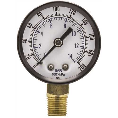 pic SE-101D-204G 100 Series 2 in. Dial 1/4 NPT Lower Mount 200 psi Utility Accessory