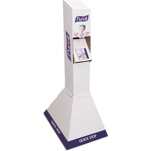 Quick Nxt Floor Stand Hand Sanitizer Commercial Dispenser Kit in White Carboard with 2 Refills