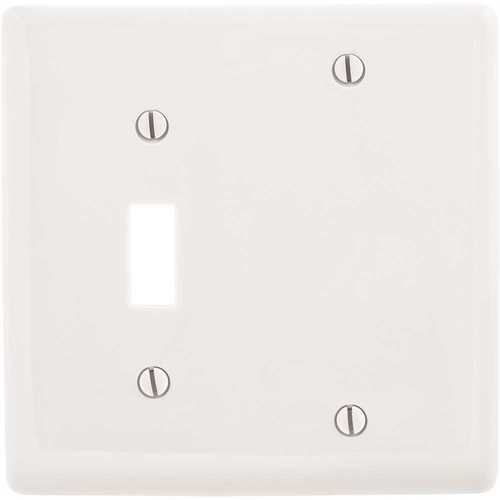 HUBBELL WIRING PJ113W 2-Gang White Medium Size Toggle and Blank Wall Plate