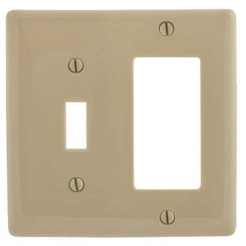HUBBELL WIRING P126I 2-Gang Ivory Toggle and Decorator Wall Plate