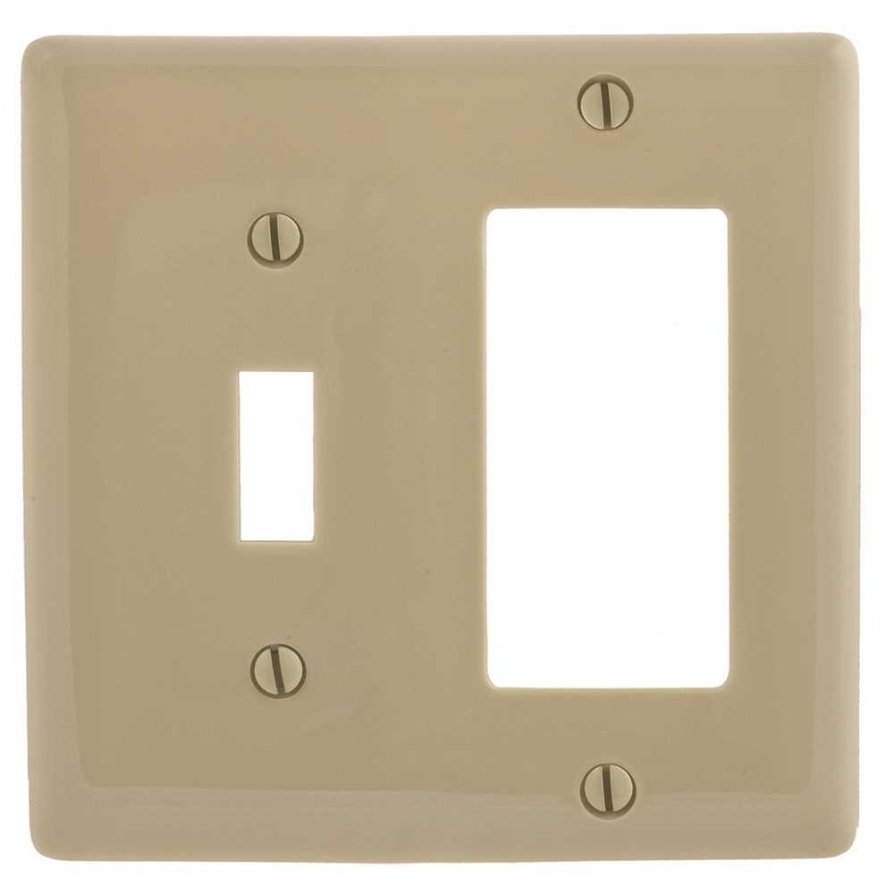 HUBBELL WIRING PJ126I 2-Gang Ivory Medium Size Toggle and Decorator Wall Plate