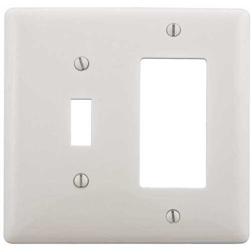 HUBBELL WIRING P126W 2-Gang White Toggle and Decorator Wall Plate