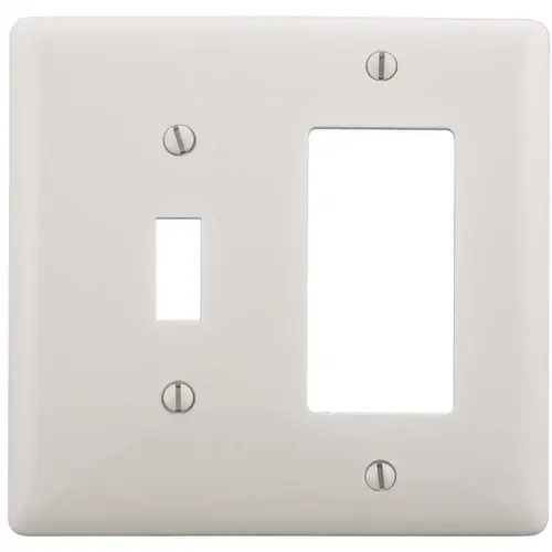 HUBBELL WIRING P126W 2-Gang White Toggle and Decorator Wall Plate