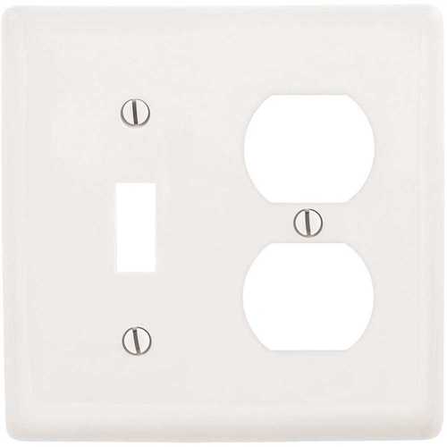 HUBBELL WIRING PJ18W 2-Gang White Medium Size Toggle and Duplex Wall Plate