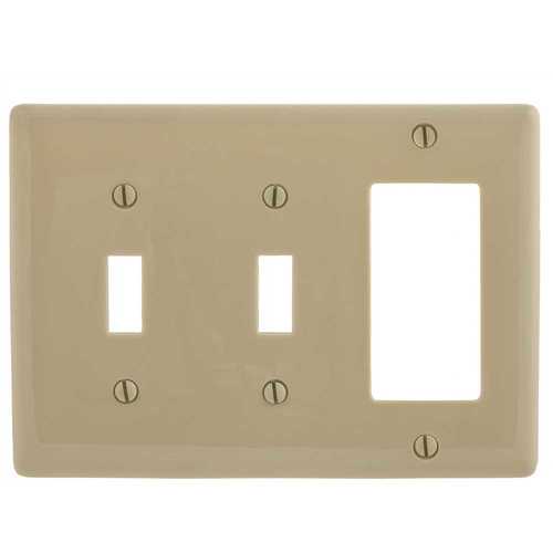 HUBBELL WIRING P226I 3-Gang Ivory Toggle and Decorator Wall Plate