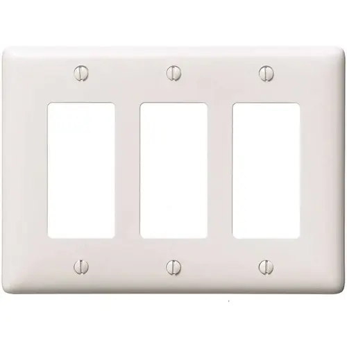 3-Gang Medium Size Decorator Wall Plate - White