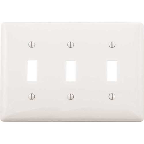HUBBELL WIRING P3W 3-Gang White Toggle Wall Plate
