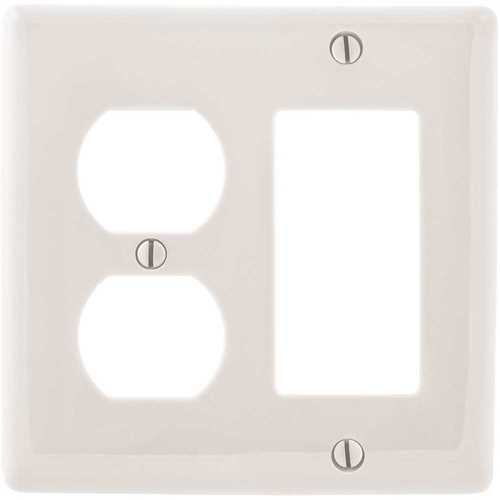 HUBBELL WIRING PJ826W 2-Gang White Medium Size Duplex and Decorator Wall Plate