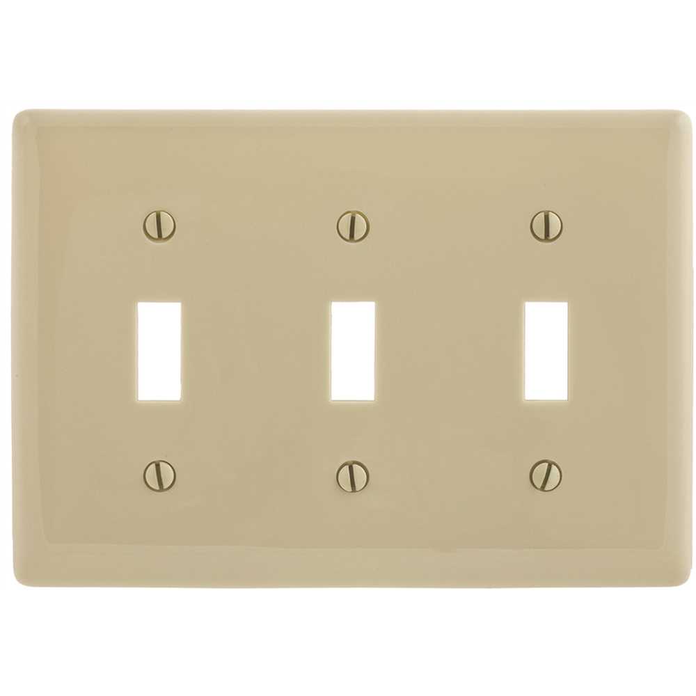 HUBBELL WIRING PJ3I 3-Gang Ivory Medium Size Toggle Wall Plate