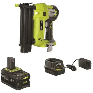 18V ONE+ Cordless AirStrike 18-Gauge Brad Nailer with Sample Nails, (1) 4.0 Ah Battery and Charger