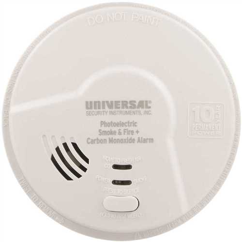 Battery Powered Combination 2-in-1 Photoelectric Smoke and Carbon Monoxide Alarm Detector, 10-Year Sealed - pack of 6