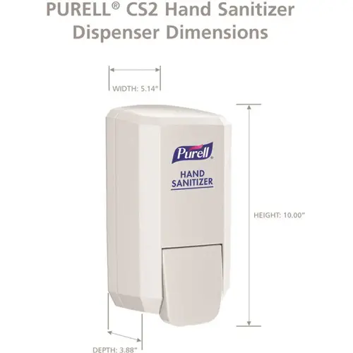 CS2 1000 ml White Push Style Hand Sanitizer Dispenser - pack of 6