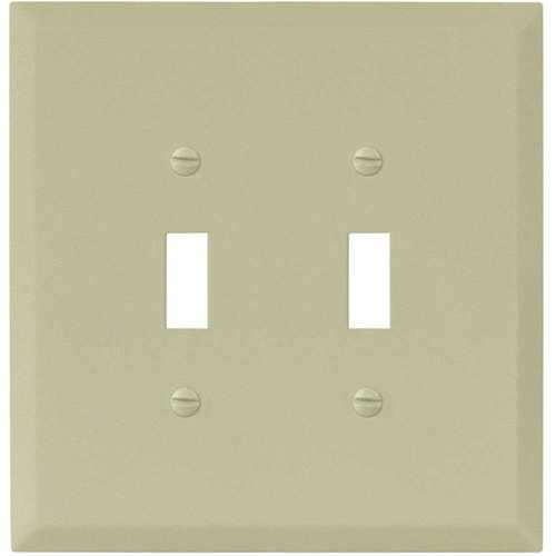 Ivory Textured 2-Gang Toggle Jumbo Metal Wall Plate - pack of 10