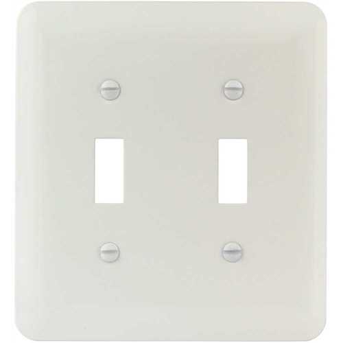 White Smooth 2-Gang Toggle Princess Metal Wall Plate - pack of 10