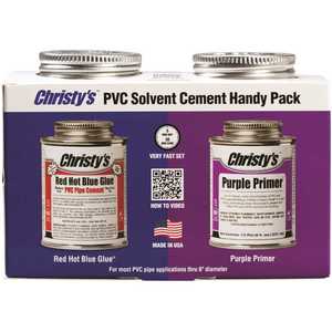 Christy's RH-RHBV-HDYPK-H 8 oz. PVC Red Hot Blue Glue and Purple Primer Handy Pack