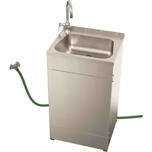 Economy Stainless Steel Portable Hand–Wash Station Hose In, Hose Out Water Supply and Single Handle Gooseneck Faucet Economy Stainless Steel Portable Hand–Wash Station Hose In, Hose Out Water Supply and Single Handle Gooseneck Faucet