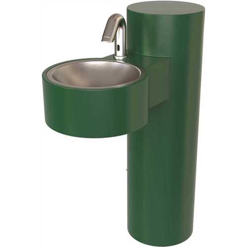 Wash-N-Go! GWJ85-SO 13 in. Stainless Steel 1-Compartment Commercial Outdoor ADA Hand Wash Station, Sensor J-Spout, Green Basin