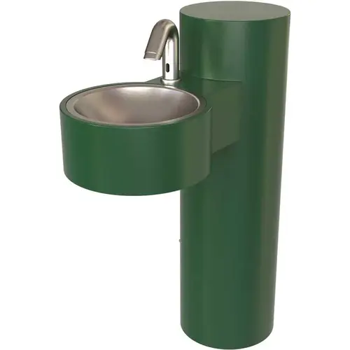 Wash-N-Go! GWJ85-SO 13 in. Stainless Steel 1-Compartment Commercial Outdoor ADA Hand Wash Station, Sensor J-Spout, Green Basin