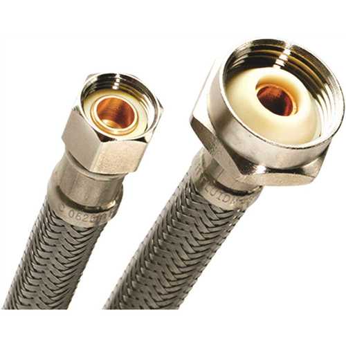 Fluidmaster PRO1T12M 3/8 in. Comp x 7/8 in. Ballcock x 12 in. L Pro Series Braised Stainless Steel Metal Nut Toilet Connector