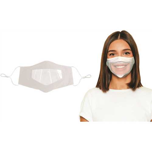 TAGCO USA, INC EF-OKRFM-WHI Clear Mouth White Expression Smile Communicator Face Mask for Deaf and Hard of Hearing - pack of 10