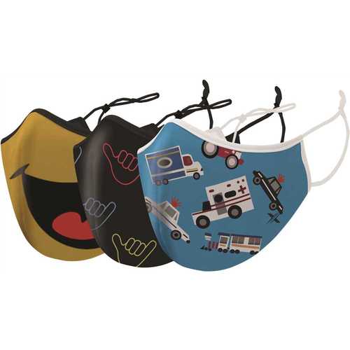 Two-Layer Reusable Kids Face Mask with Adjustable Earloop- (12 total) - pack of 3