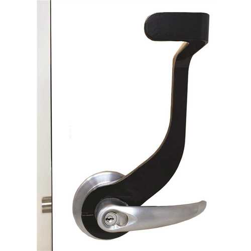 Power Coated Black Anti-Microbial Ayzre Hands Free Door Opener for Doors where the Hinge is on the Left