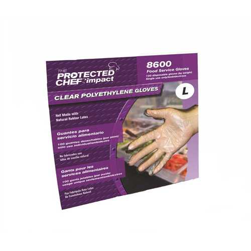 IMPACT 8600L-90 ProGuard Disposable Large Clear Polyethylene Gloves - pack of 100