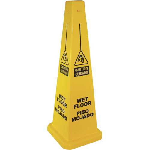 IMPACT 23879-90 36 in. English/Spanish Caution Wet Floor Safety Sign