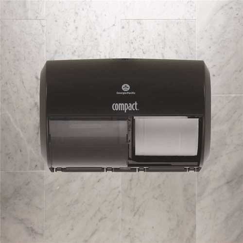 Compact Black Side-By-Side Double Roll Toilet Paper Dispenser